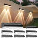 Solar Fence Lights - IP64 Waterproof Courtyard Ambient Solar Lights with 3000K Warm Light, Suitable for Backyards, Railings, Steps, Terraces, Stair Railings and Walls (8 Pack)