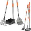 TIMINGILA Pooper Scooper Dog Pooper Scooper Long Handle Stainless Metal Tray Rake Spade Set for Large Medium Small Dogs Easy to Clean Pet Waste Use for Yard, Grass, Dirt or Gravel - Pet Supplies