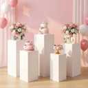 HAISIWLKJ White Premium Square Pedestal Stands, Set of 5 Reusable Metal Square Plinths Dessert Table Cube Display Pillars for Birthday Wedding Bridal Baby Shower Party Decorations