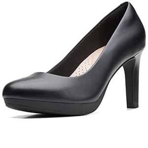 Clarks womens Ambyr Joy Pump, Black Leather, 7 Wide US