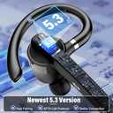 Bluetooth Headset, Wireless Bluetooth 5.3 Earpiece, 90Hrs Hands Free Headset with APTX HD Audio & Mute Button, Dual Noise Cancelling Mics, Single-Ear Headphone for Trucker/Business/Office/Gym (Grey)