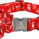 Lionheart Glory Christmas Deer Dog Collar - Red Adjustable Soft Collar with Flower for Small Dogs - Fall Pet Gift for Girl or Boy (X-Small (Pack of 1)
