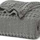 PHF 100% Cotton Waffle Weave Blanket King Size for Bed, Soft Lightweight & Breathable for Spring and Summer, All-Season Comfort, Luxury Aesthetic Blanket for Home Decor, 108"x90", Dark Grey