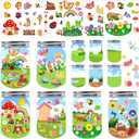 24Set Spring Craft Kits for Kids Make A Summer Bugs Stickers Scene, DIY Summer Craft Jar Sticker Butterfly Flower Bee Mushroom Insect Bulk Set Make Your Own Scene for Home Classroom Game Activities