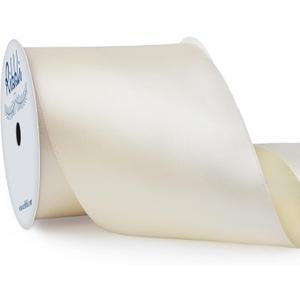 Ribbli Ivory Double Faced Satin Ribbon, 3 x Continuous 10 Yards,Use for Bows Bouquet,Gift Wrapping,Floral Arrangement,Wedding Decoration