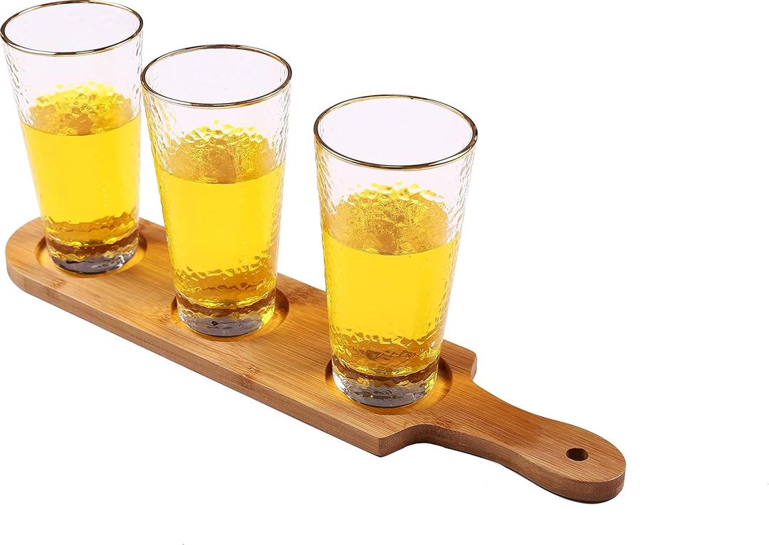 2.7 inches Dia Base Beer Tasting Flight Set Wine Glasses Flight Boards Jars Serving Paddles (Round, 1) 3.5Wx15.5L