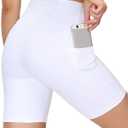 White Shorts for Women Athletic Shorts for Women with Pockets Running Shorts for Women High Waist Gym Shorts for Women Butt Lift - White,S