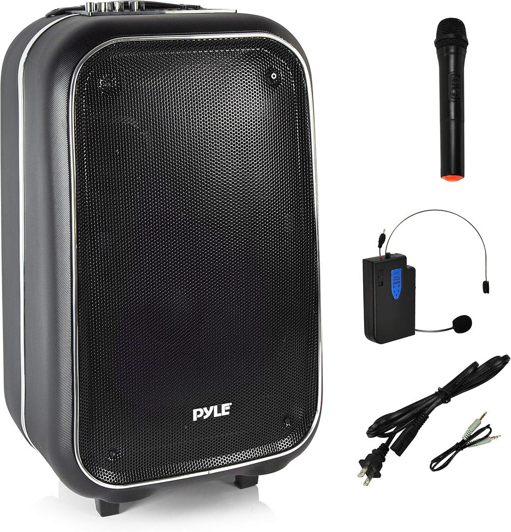Pyle 12 Inch Full Range Portable Bluetooth Karaoke Loudspeaker, Karaoke Microphone, Built-in Rechargeable Battery with FM Radio. (PWMA1225BT.6)