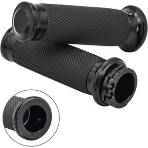 Benlari 1inch Handlebar Grips, Cable Throttle Hand Grips, NonSlip Rubber Motorcycle Handgrips Fit for Harley Davidson Touring Dyna Softail Sportster 883 1200, Black