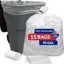 Reli. 95 Gallon Trash Bags (15 Count) | Clear | Twist Ties Included | Extra Tough, Leak-Proof, Heavy Duty Garbage Bags | Ideal for Large Clean Ups