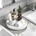 Turntable Vanity Tray 10 Inch for Perfume Candle, Bamboo Kitchen Sink Countertop Organizer for Keep Glass, Sponge and Soap Bathroom Countertop Organizer White