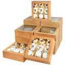 Bakepacker 55pcs Brown Pie Boxes 8x8x2.5 inches Easy Assemble Macaroon Bakery Boxes Cookie Boxes with Window for Bakery (Auto-pop Up)