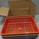 Fun Express Stackable Storage Bins 13x9.75x3 Inch - 6 Pack Colorful Plastic Storage Baskets with Handles for Classroom Organization | Paper Trays for Teachers, Office Storage & Home Organizing