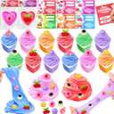 24 Pack Valentines Day Gifts for Kids Classroom Heart Butter Slime with Charms Valentines Day Cards for Kids School, Valentines for Class Exchange Valentines Party Favors Stress Relief Fidget Toys