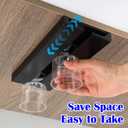 8 Pack Wine Glass Holder Under Cabinet Rack - Black Plastic Stemware Hangers for Kitchen, Bar, Restaurant Storage - Space Saving No Drill Installation