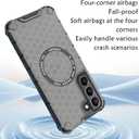 for Samsung Galaxy S22 Case Magnetic, Honeycomb Semi-Transparent Military-Grade Shockproof Drop Anti-Scratch Protective Phone Case for S22 6.1", Black