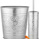 Autumn Alley Brushed Nickel Bathroom Trash Can and Toilet Brush Set 2-Piece Silver Metal Bathroom Accessories Set, Modern Farmhouse & Transitional Bathroom Decor