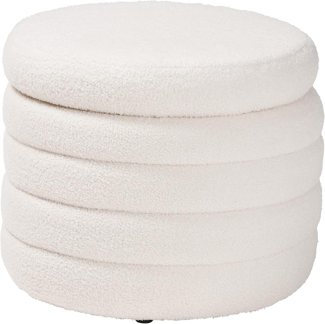 Baxton Studio Tabitha Ottoman, One Size, Ivory