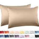 100% Cotton Queen Pillowcases Set of 2, Deep Dream 600 Thread Count Pillow Cases, 20x30 Inches, Super Soft and Breathable Envelope Closure (Khaki)
