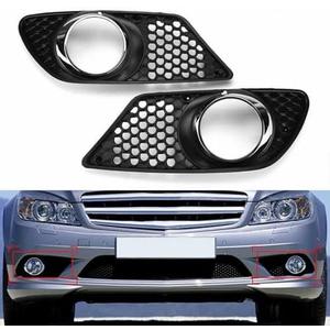 1 Pair Front Bumper Fog Light Grille Cover Left & Right Chrome Frame Shell For Mercedes Benz C-Class W204 C230 C250 C300 C320 C350 2008 2009 2010 2011
