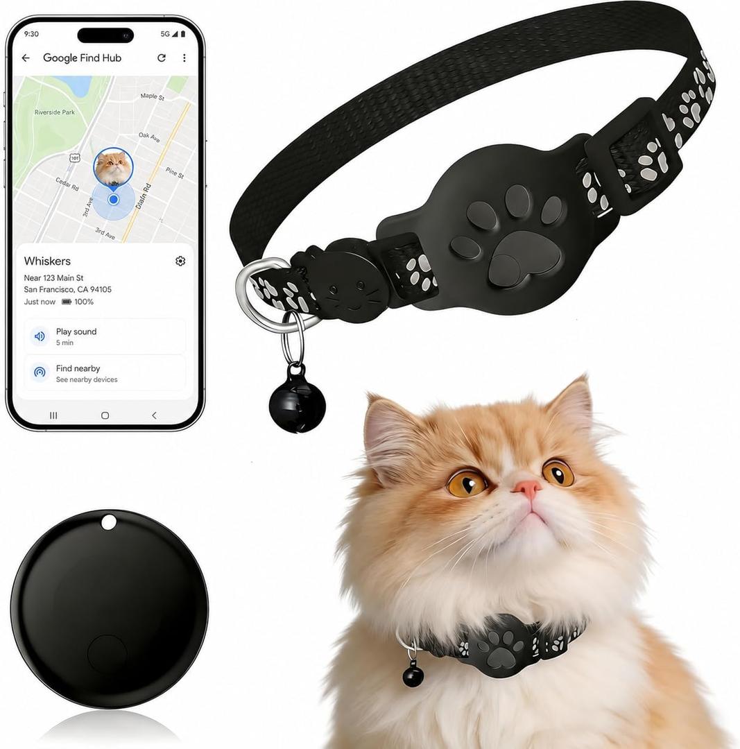 Loshall GPS Collar for Cats，Pet Tracker (Android Only) Smart tag,Waterproof Compatible with Google Find My,No Monthly Fee,Advanced Tracking Solution Smart Collar for Pet Safety Ideal Small Large Cats
