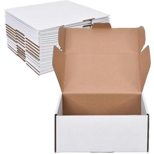 9x6x4 Inches Shipping Boxes Set of 15,White Corrugated Cardboard Box Literature Mailer for Small Business, Literature Mailer Box Packaging Supplies