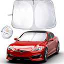 EcoNour Tesla Model S Windshield Sun Shade | Durable 240T Polyester Material Blocks Sun & Heat | Reflective Sun Shield with Storage Pouch | Offers Protection for Car Interior | Tesla Car Accessories