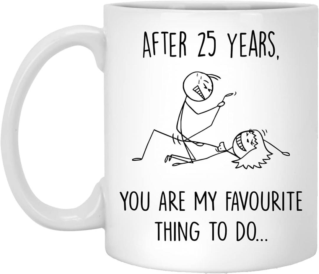 Q.PaddyShops 25 Year Anniversary Mug For Him And Her, 25Th Wedding Anniversary Mug For Husband And Wife, 25Th Year Dating Anniversary Cup, You're My Favorite Thing To Do Mug 11oz
