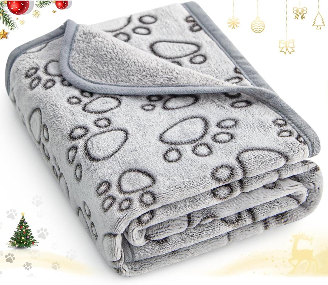 Stuffed Premium Soft Dog Blanket Washable, 40"x32" Cat Blanket for Indoor Cats Large Medium Small Dog Puppy Essentials (Grey)