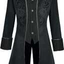 Mens Medieval Steampunk Tailcoat Jacket Victorian Pirate Coat Renaissance Tailcoat Jacket Costume (Small, Black)