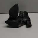 Women's Ankle Boots Pointed Toe Chunky Block Heel Short Boots for Women Low Heeled Booties (7, Black/Pu)