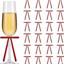 24 Pcs Valentine's Day Bows Decorations, Bows for Wine Glass Candle Holder, Red Velvet Valentines Day Ornaments for Valentine's Day Wedding Holiday Mother's Day