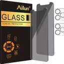 Ailun 2 Pack Privacy Screen Protector for iPhone 11 Pro Max [6.5 inch] + 2 Pack Camera Lens Protector Anti Spy Private Tempered Glass Film, [9H Hardness] - HD