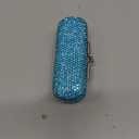 AsAlways Shiny Rhinestone Crystal Portable Lipstick Case with Mirror Portable Bling Diamonds Makeup Cosmetic Storage Holder for Travel Ladies Fashion (Blue)