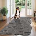 Large Dog Door Mat for Muddy Paws, 32x47 Absorbent Dirt Trapper Long Door Mat, Non-Slip Washable Mud Mat for Dogs, Polyester Microfiber Soft Pet Rug Mat for Entryway, Mud Dog Paws, Patio (Gray)