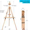 MEEDEN Portable Easel for Painting: Solid Beech Wood Tripod Art Easel for Adults - Foldable Drawing Easel Stand with Carrying Bag Perfect for Indoor Outdoor Use, Holds Canvas up to 44"