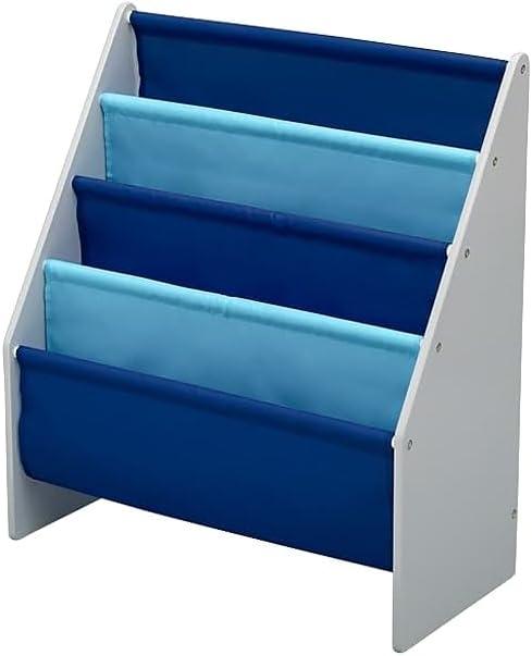 Delta Children Sling Book Rack Bookshelf for Kids - Easy-to-Reach Storage for Books, Magazines or Coloring Books - Ideal for Playrooms & Homeschooling, Grey/Blue