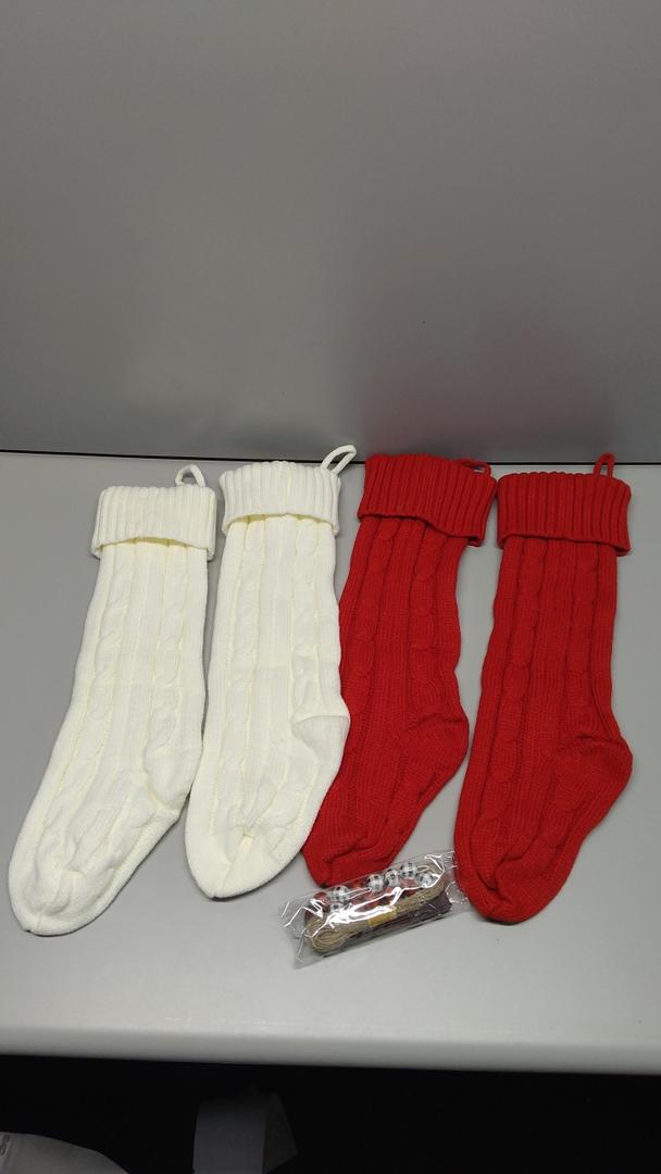 46 CM Knitted Christmas Stockings Gift Socks Hanging Decor Unique Color Set of 4 Big Size B