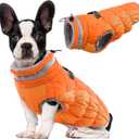 Lelepet Dog Coat Warm Dog Winter Coat Waterproof Dogs Jacket with Harness Built in Reflective Pet Fleece Vest Zip-Up Cold Weather Coats for Medium Dogs Turtleneck & Windproof Coats Blaze Orange M