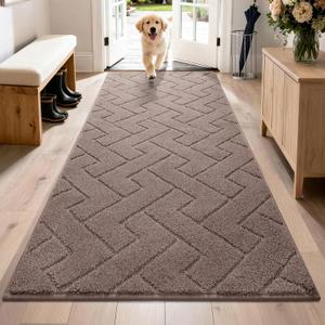 PURRUGS Dirt Trapping Door Mat 32" x 70", Non-Slip Machine Washable Entry Rug, Dog Doormat, Indoor Front Door Mat, Super Absorbent Entryway Rug for Muddy Shoes & Paws, Grayish Brown