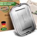 Blockhtte Stainless Steel Lunch Box I 27oz I with free sealing I Bento Box 3 Compartments, Leak-Proof Food Containers, Metal Lunchbox for Travel & Work, Eco-Friendly Meal Storage Solution (Silver)