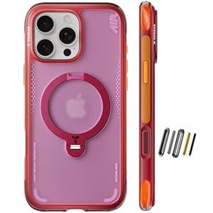 TORRAS Ostand Q3 Air for iPhone 16 Pro Max Case with 360 Magnetic Stand, Fit for MagSafe, Military Grade Drop Tested, Camera Control Button, Shockproof Phone Case for iPhone 16 Pro Max 6.9", Lava Red