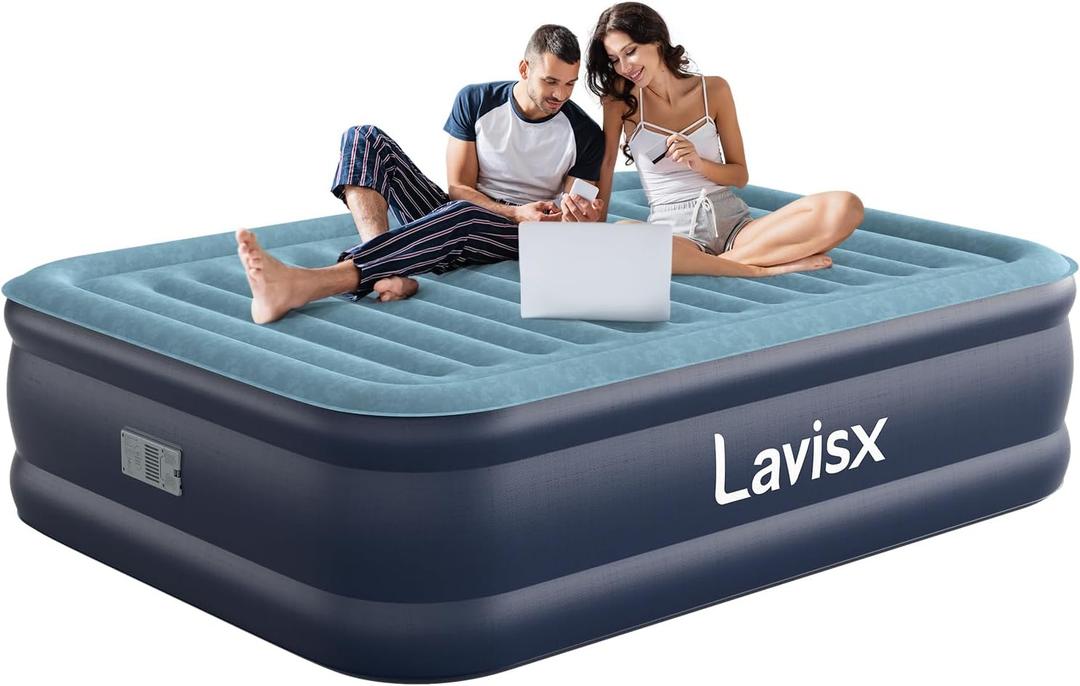 Queen Air Mattress 18 with Built in Pump, 2 Mins High Speed Inflation Luxury Auto Stop Pump Blow Up Mattress Comfort Air Bed, Colchones Inflables