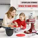 Silicone Bowl Liners for KitchenAid 5 Quart Tilt-Head Mixer, Set of 2 with Lids, Accessories include Mixer Slider Mat, Stand Mixer Dust-proof Cover, Silicone Spatula Set