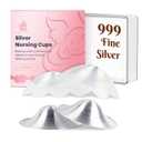 Original 999 Pure Silver Nursing Cups with Silicone Pads, Nipple Shields for Nursing Newborn Essentials, Silver Nipple Covers for Breastfeeding, Silver Nipple Guards for Soothing and Healing (Large)