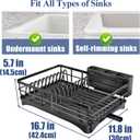 SNTD Dish Drying Rack for Kitchen Counter - Large Dish Rack with Drainboard, Rustproof Dish Drainer with Utensil Holder for Sink, Black