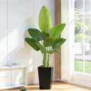Lifelike Bird of Paradise Artificial Plant 5ft Faux Banana Leaf Tree with Black Tall Planter for Home Decor - Perfect Indoor Silk Floor Plant for Living Room, Office, and Bedroom Ambiance Enhancement