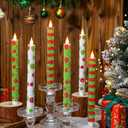 Baquler 6 Pcs Christmas Flameless Taper Candles 10.6 Inch Elf Theme Candles Battery Operated LED Christmas Candlesticks for Xmas Centerpiece Holiday Party Decor