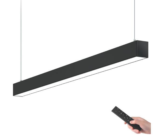 Barrina 4FT LED Linear Light 5568 Remote Series, 45W 4500LM, Black, 2 Pack 2nd-Generation, Seamless Connection, 3000K to 6000K Color Changing, Dimmable Ceiling Shop Light with Remote for Office Garage (Pack of 2)