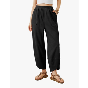 Xiaoxuemeng Womens Baggy Wide Leg Pants Casual Elastic Waisted Palazzo Harem Pants with Pockets XL